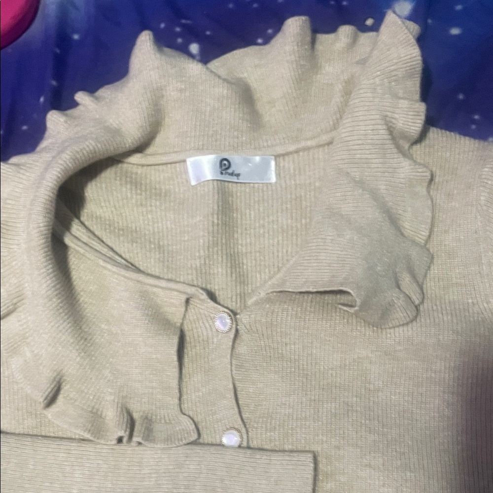 Prada Cream Ruffle Knit Cardigan - Picture 5 of 6